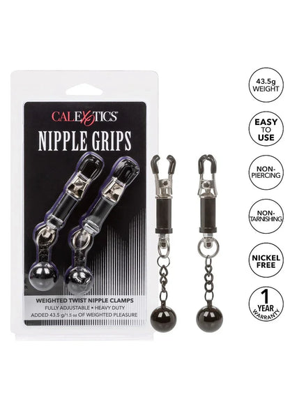 ♀ ♂ CalExotics Nipple Grips Weighted Twist Nipple Clamps - Happytoys Sexshop: Toys for Feeling Happy & Easy 😊 - Discreet geleverd