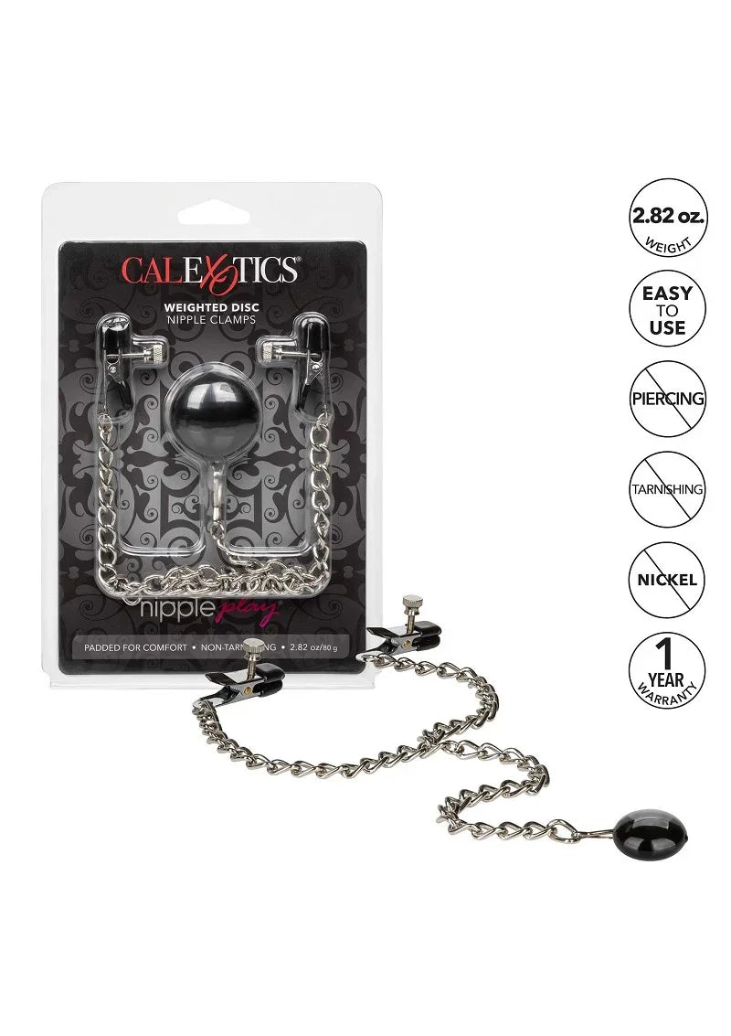 ♀ CalExotics Nipple Play Weighted Disc Nipple Clamps - Happytoys Sexshop: Toys for Feeling Happy & Easy 😊 - Discreet geleverd