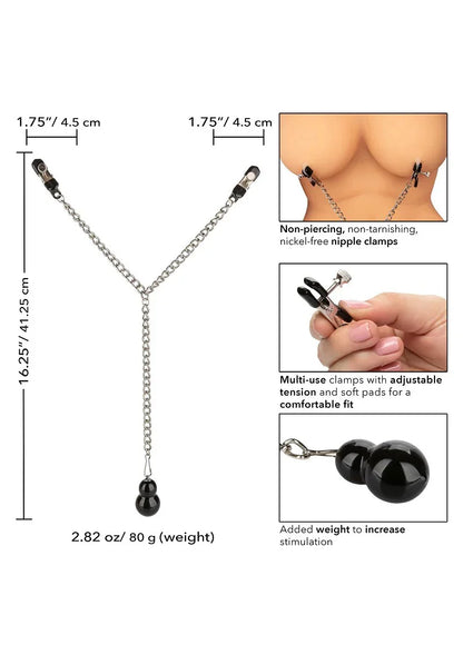♀ CalExotics Nipple Play Weighted Dual Tier Nipple Clamps - Happytoys Sexshop: Toys for Feeling Happy & Easy 😊 - Discreet geleverd