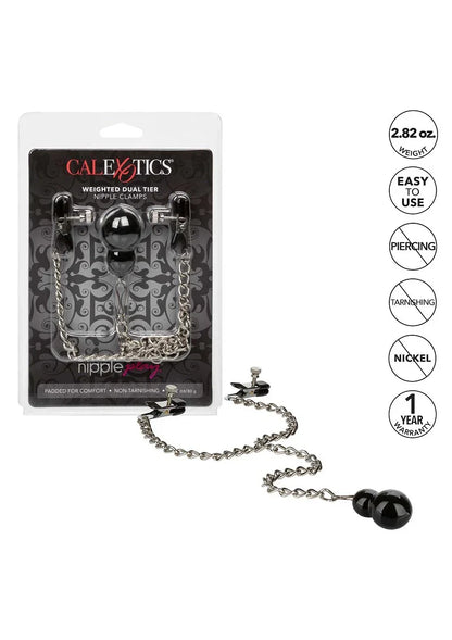 ♀ CalExotics Nipple Play Weighted Dual Tier Nipple Clamps - Happytoys Sexshop: Toys for Feeling Happy & Easy 😊 - Discreet geleverd