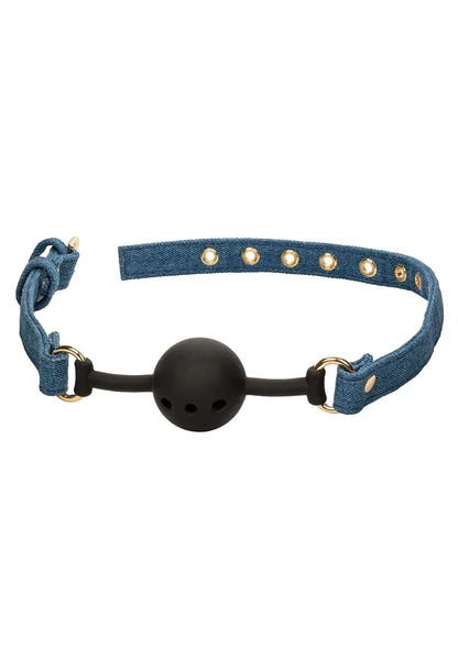 Ride 'em Premium Denim Collection Ball Gag by CalExotics - Happytoys Sexshop: Toys for Feeling Happy & Easy 😊 - Discreet geleverd