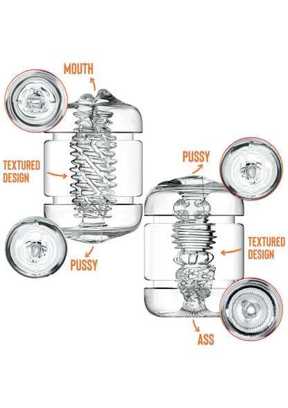 Clear Shot Double Masturbator by Private - Happytoys Sexshop: Toys for Feeling Happy & Easy 😊 - Discreet geleverd