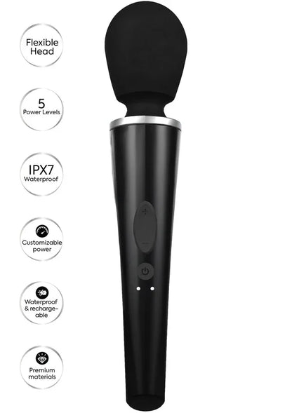 Compact Wand Massager Black by Caresse - Happytoys Sexshop: Toys for Feeling Happy & Easy 😊 - Discreet geleverd