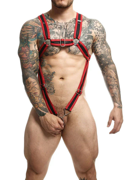 DNGEON Cross Cockring Harness by MOB - Happytoys Sexshop: Toys for Feeling Happy & Easy 😊 - Discreet geleverd