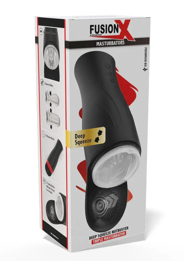 Deep Squeeze Nutbuster Triple Masturbator by Hidden Desire - Happytoys Sexshop: Toys for Feeling Happy & Easy 😊 - Discreet geleverd