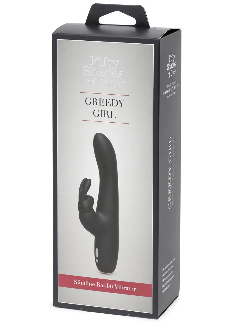 Greedy Girl Rechargeable Slimline Rabbit Vibrator Fifty Shades of Grey - Happytoys Sexshop: Toys for Feeling Happy & Easy 😊 - Discreet geleverd