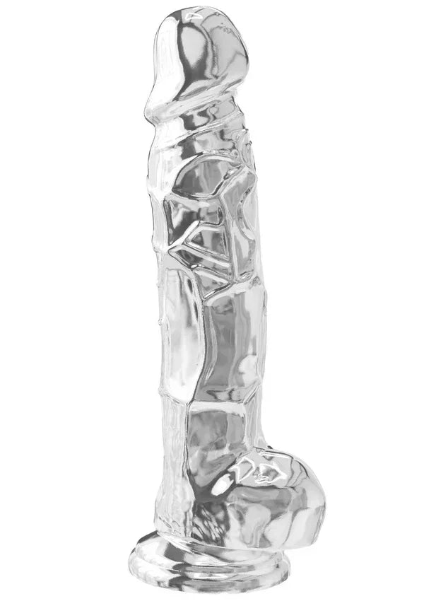 Get Real Clear Dildo with Balls 8' by ToyJoy - Happytoys Sexshop: Toys for Feeling Happy & Easy 😊 - Discreet geleverd