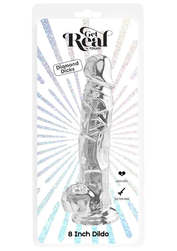 Get Real Clear Dildo with Balls 8' by ToyJoy - Happytoys Sexshop: Toys for Feeling Happy & Easy 😊 - Discreet geleverd