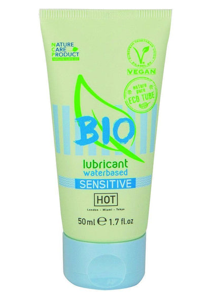 Watergebaseerd bio glijmiddel in groene tube, 50 ml, VEGAN en HOT-etiket
