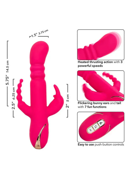 Heated Silicone Triple Rabbit by CalExotics - Happytoys Sexshop: Toys for Feeling Happy & Easy 😊 - Discreet geleverd