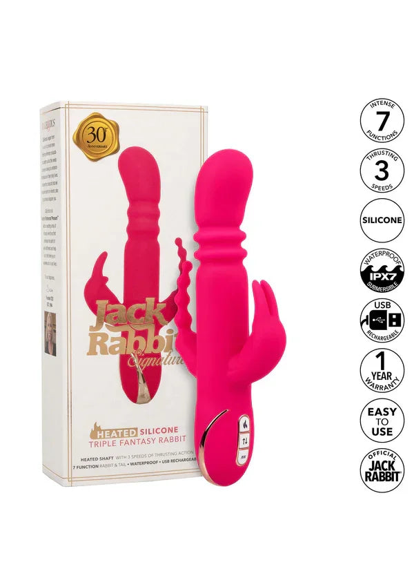 Heated Silicone Triple Rabbit by CalExotics - Happytoys Sexshop: Toys for Feeling Happy & Easy 😊 - Discreet geleverd