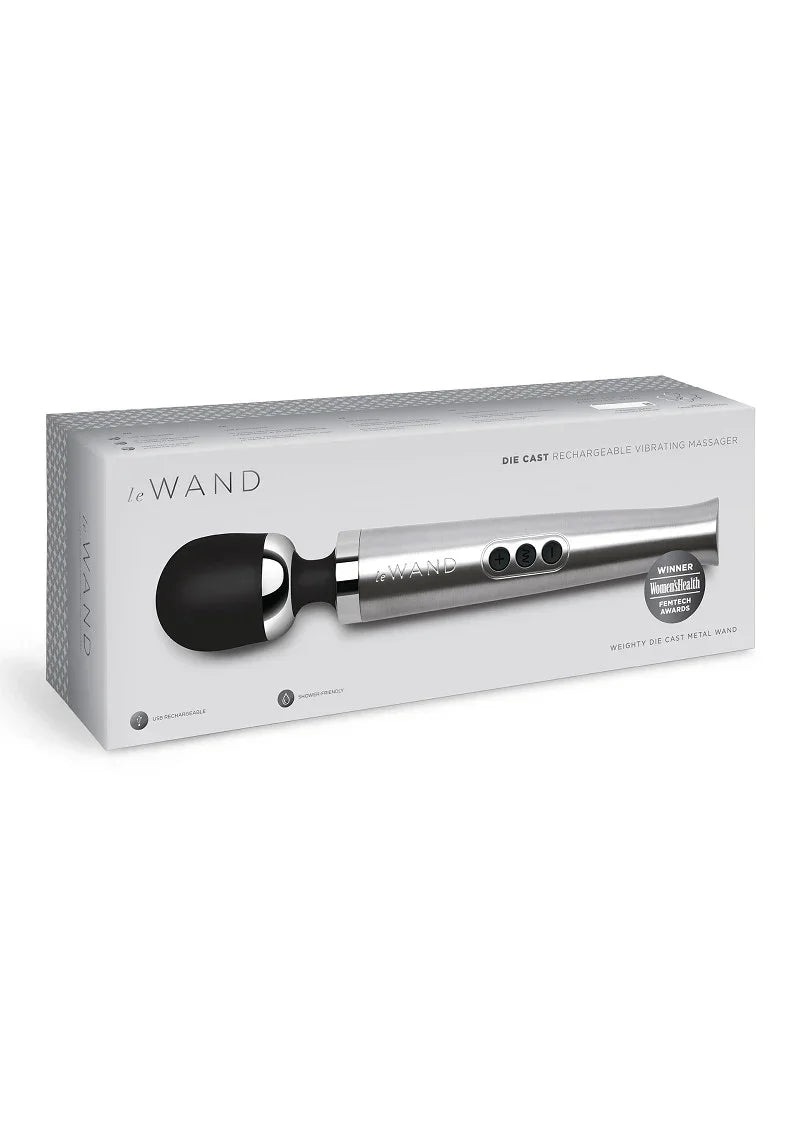 Die Cast Rechargeable Vibrating Massager (silver) by Le Wand - Happytoys Sexshop: Toys for Feeling Happy & Easy 😊 - Discreet geleverd
