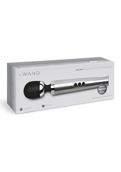 Die Cast Rechargeable Vibrating Massager (silver) by Le Wand - Happytoys Sexshop: Toys for Feeling Happy & Easy 😊 - Discreet geleverd