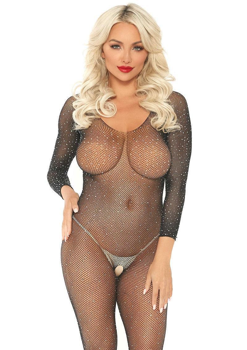 Leg Avenue Fishnet sleeved bodystocking - Happytoys Sexshop: Toys for Feeling Happy & Easy 😊 - Discreet geleverd