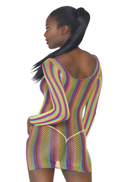Leg Avenue Rainbow fishnet mini dress - Happytoys Sexshop: Toys for Feeling Happy & Easy 😊 - Discreet geleverd