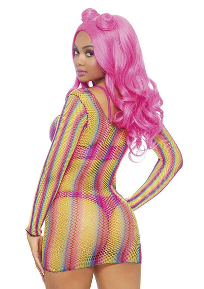 Leg Avenue Rainbow fishnet mini dress - Happytoys Sexshop: Toys for Feeling Happy & Easy 😊 - Discreet geleverd