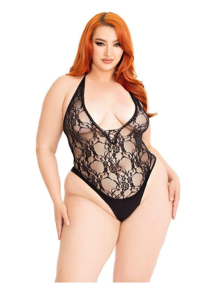 Floral lace deep-V teddy + by Leg Avenue - Happytoys Sexshop: online sex shop for Feeling Happy & Easy 😊 - Discreet geleverd