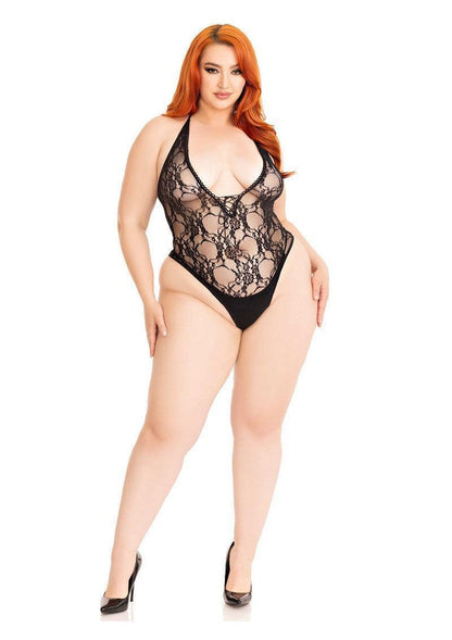 Floral lace deep-V teddy + by Leg Avenue - Happytoys Sexshop: online sex shop for Feeling Happy & Easy 😊 - Discreet geleverd