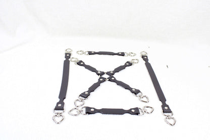 BDSM Gear Heavy-Duty Leather Hogtie Restraint with 4-Way Connector - Happytoys Sexshop: online sex shop for Feeling Happy & Easy 😊 - Discreet geleverd