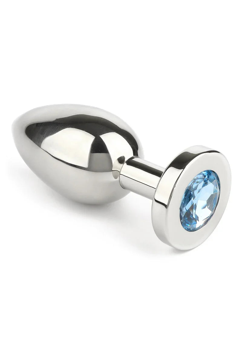 Mr. Steel Jewled Butt Plug Medium (Aqua) - Happytoys Sexshop: Toys for Feeling Happy & Easy 😊 - Discreet geleverd
