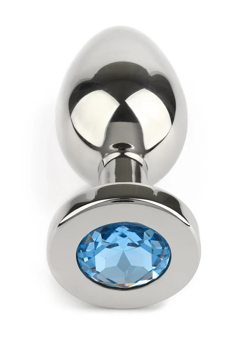 Mr. Steel Jewled Butt Plug Medium (Aqua) - Happytoys Sexshop: Toys for Feeling Happy & Easy 😊 - Discreet geleverd
