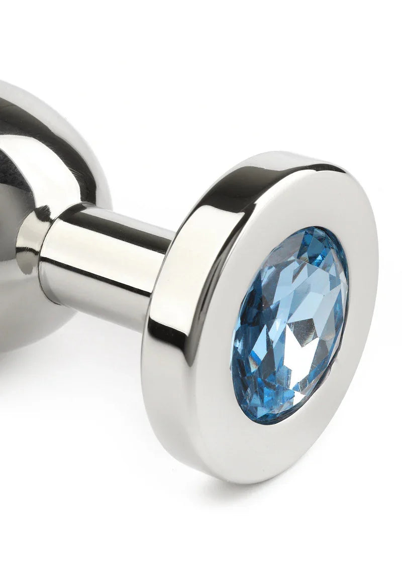 Mr. Steel Jewled Butt Plug Medium (Aqua) - Happytoys Sexshop: Toys for Feeling Happy & Easy 😊 - Discreet geleverd