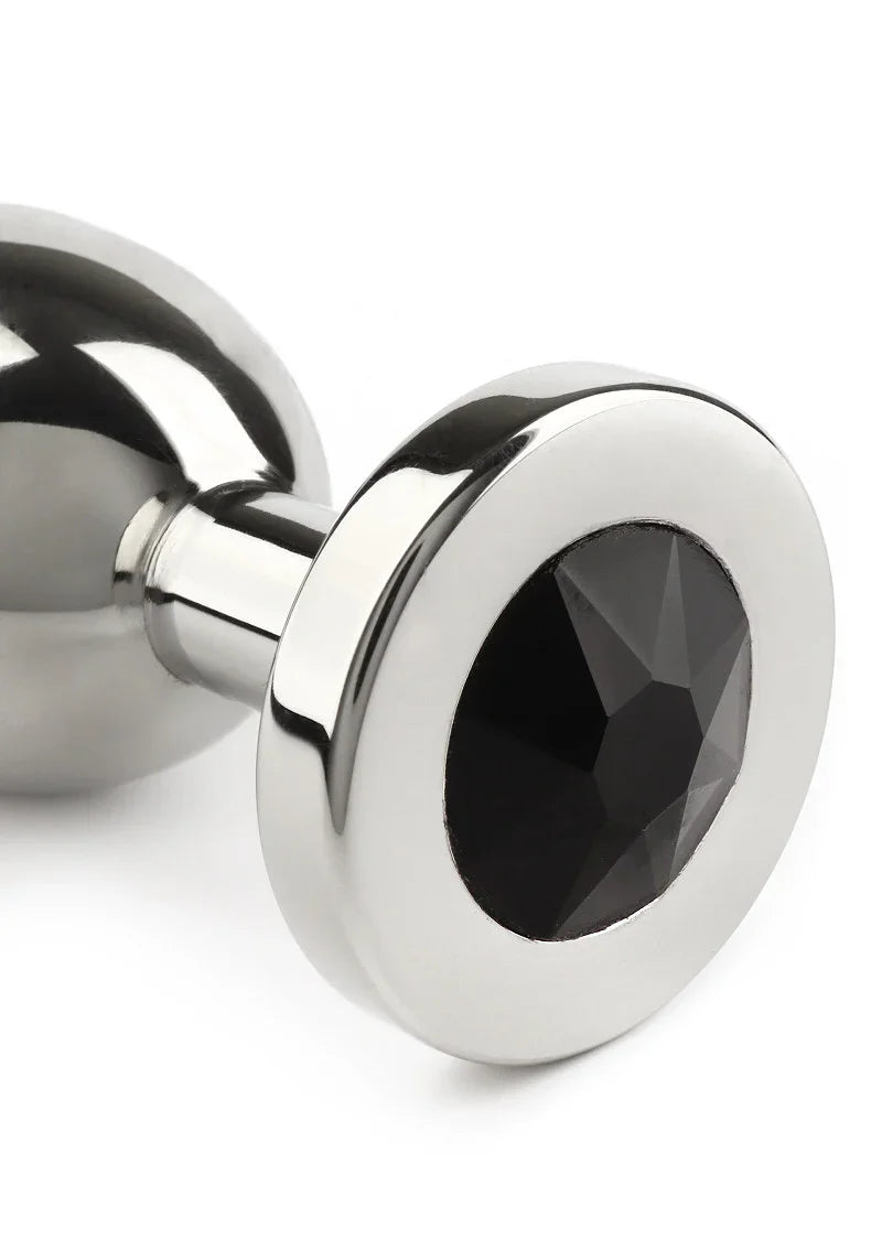Mr. Steel Jewled Butt Plug Medium (Black) - Happytoys Sexshop: Toys for Feeling Happy & Easy 😊 - Discreet geleverd