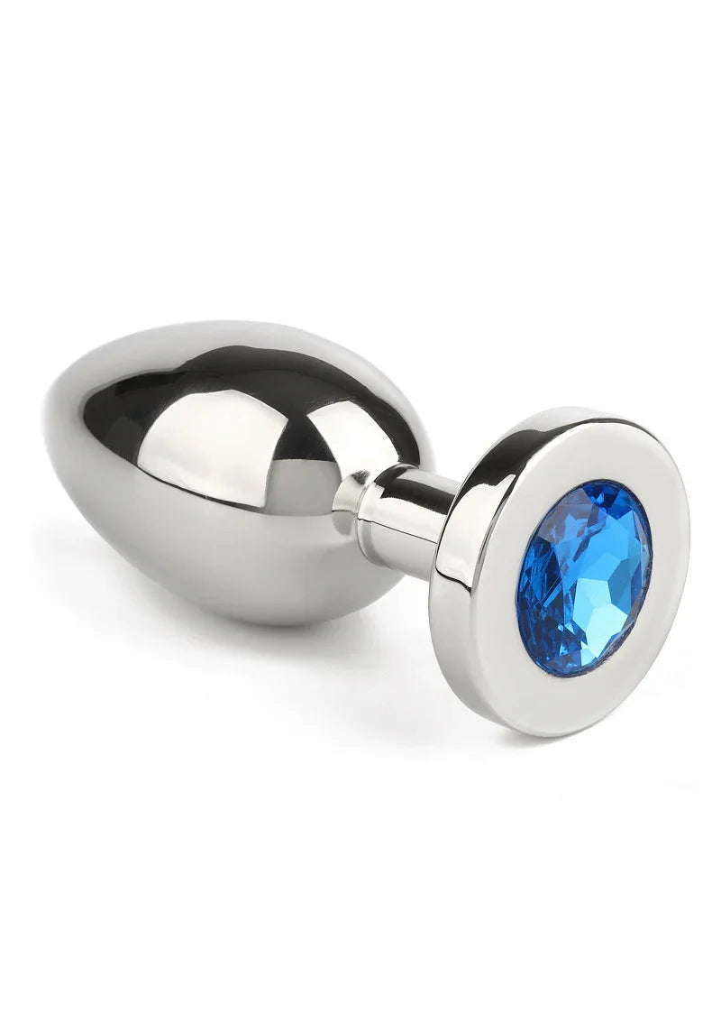Mr. Steel Jewled Butt Plug Medium (Blue) - Happytoys Sexshop: Toys for Feeling Happy & Easy 😊 - Discreet geleverd