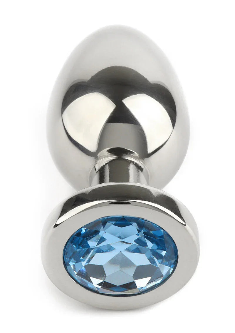Mr. Steel Jewled Butt Plug Small (Aqua) - Happytoys Sexshop: Toys for Feeling Happy & Easy 😊 - Discreet geleverd