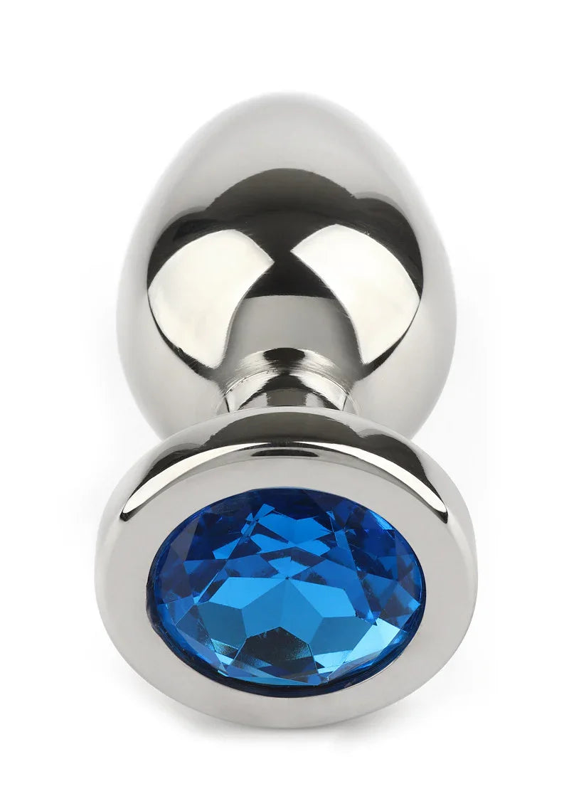 Mr. Steel Jewled Butt Plug Small (Blue) - Happytoys Sexshop: Toys for Feeling Happy & Easy 😊 - Discreet geleverd