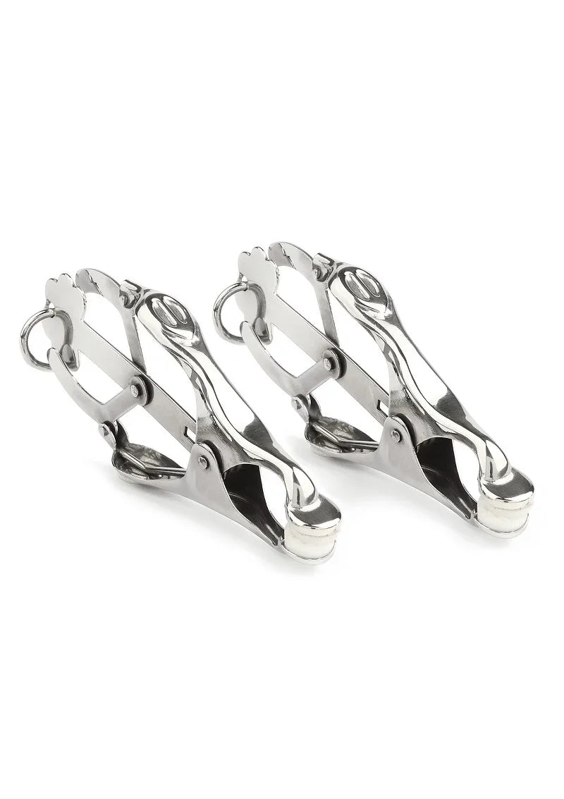 Squeezer Nipple Clamps W Ring by Mr. Steel - Happytoys Sexshop: Toys for Feeling Happy & Easy 😊 - Discreet geleverd