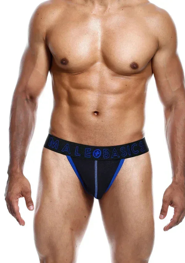 Neon Thong Size XL Blue by MaleBasics - Happytoys Sexshop: Toys for Feeling Happy & Easy 😊 - Discreet geleverd
