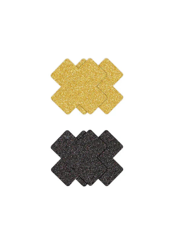 Pasties Glitter Cross 2 Pair black by NS Novelties - Happytoys Sexshop: Toys for Feeling Happy & Easy 😊 - Discreet geleverd