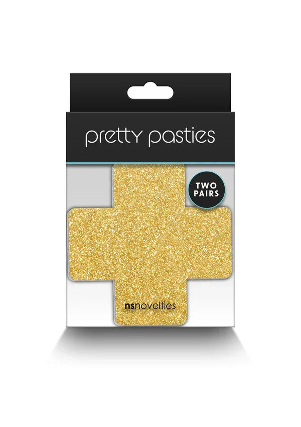 Pasties Glitter Cross 2 Pair black by NS Novelties - Happytoys Sexshop: Toys for Feeling Happy & Easy 😊 - Discreet geleverd