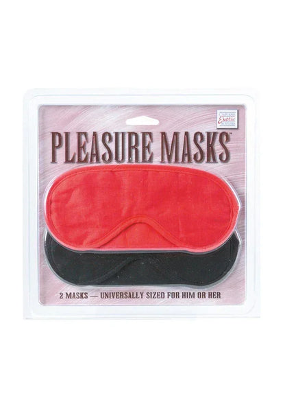 Set genotmaskers: rood en zwart oogmasker in doorzichtige verpakking, 2 stuks