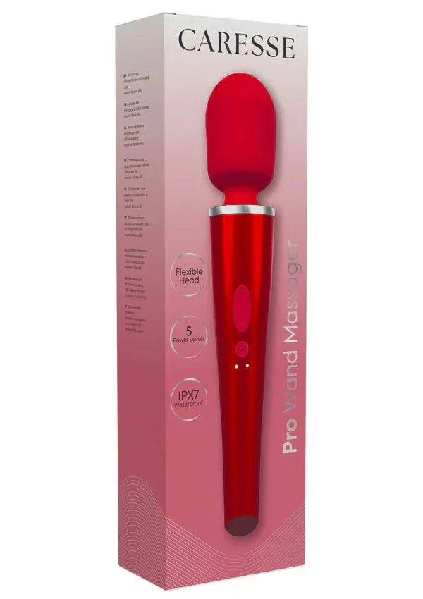 Pro Wand Massager Red by Caresse - Happytoys Sexshop: Toys for Feeling Happy & Easy 😊 - Discreet geleverd