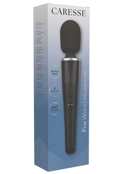 Pro Wand Massager Black by Caresse - Happytoys Sexshop: Toys for Feeling Happy & Easy 😊 - Discreet geleverd