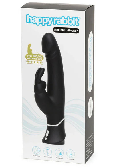 Realistic Rabbit Vibrator by Happy Rabbit - Happytoys Sexshop: Toys for Feeling Happy & Easy 😊 - Discreet geleverd