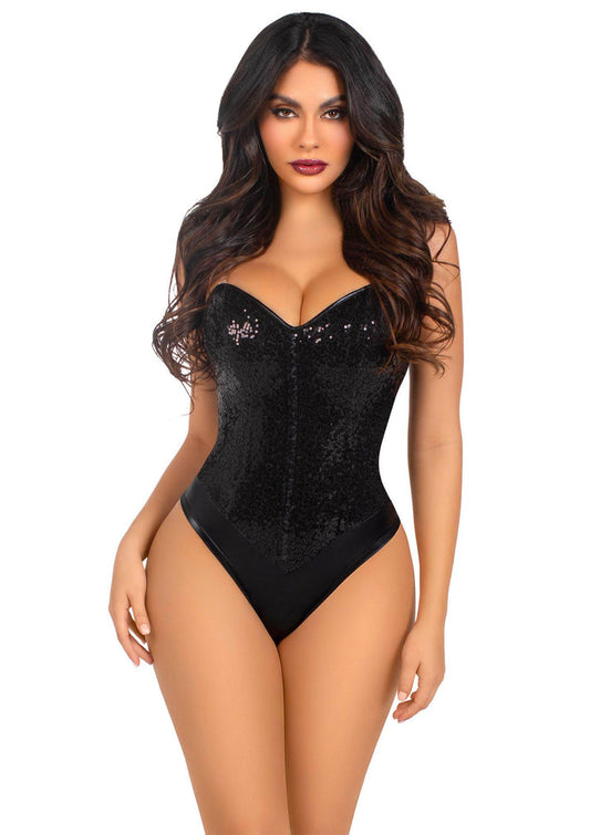Sequin Boned Crotch Bodysuit by Leg Avenue