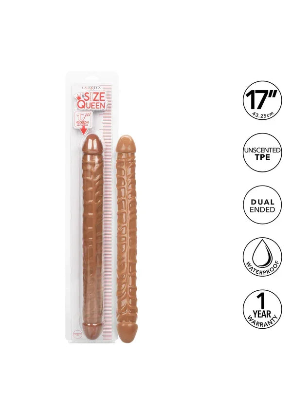 Size Queen Double Dong Brown 17 inch by CalExotics - Happytoys Sexshop: Toys for Feeling Happy & Easy 😊 - Discreet geleverd