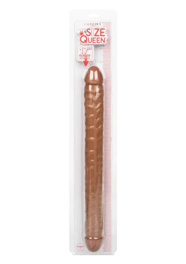 Size Queen Double Dong Brown 17 inch by CalExotics - Happytoys Sexshop: Toys for Feeling Happy & Easy 😊 - Discreet geleverd