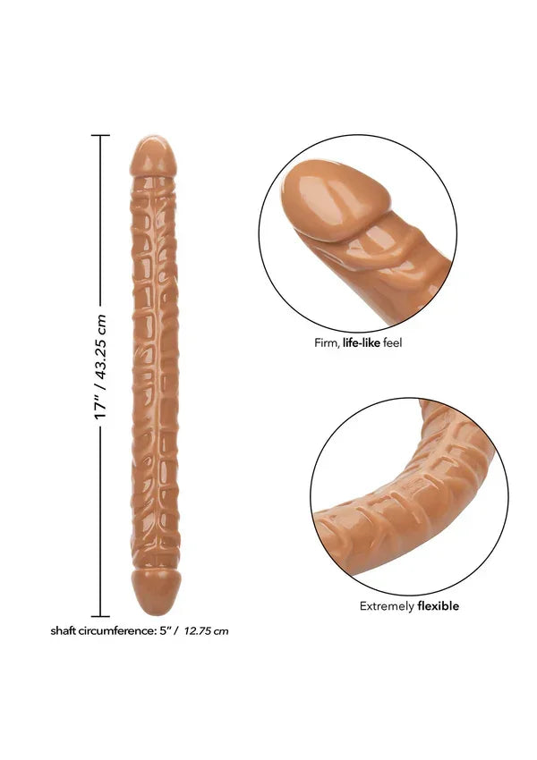 Size Queen Double Dong Brown 17 inch by CalExotics - Happytoys Sexshop: Toys for Feeling Happy & Easy 😊 - Discreet geleverd
