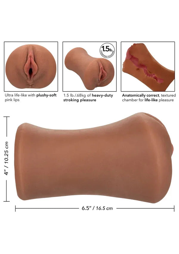Stroke It Juicy Pussy Brown by CalExotics - Happytoys Sexshop: Toys for Feeling Happy & Easy 😊 - Discreet geleverd