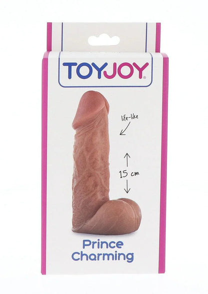 ToyJoy Prince Charming 15 cm life-like realistic dildo in packaging with pink and blue accents