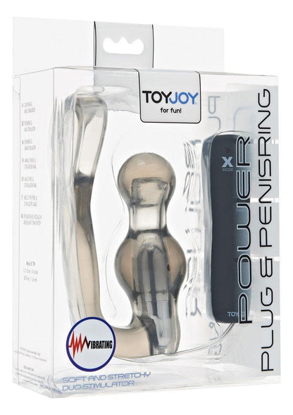 ToyJoy Power vibrating plug and penis ring duo stimulator in clear packaging for adult fun