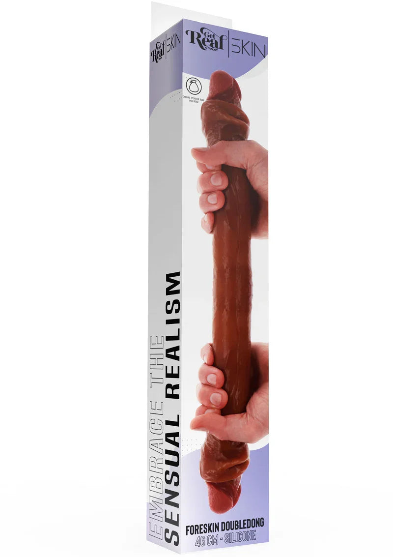 Get Real Silicone Foreskin Double Dong 46 cm by ToyJoy - Happytoys Sexshop: Toys for Feeling Happy & Easy 😊 - Discreet geleverd