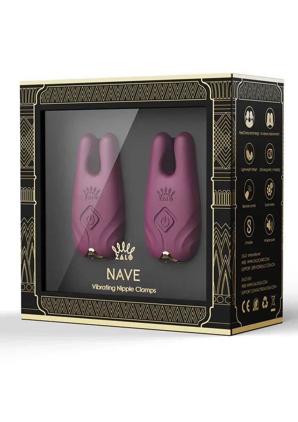Nave Vibrating Nipple Clamps Purple by Zalo - Happytoys Sexshop: Toys for Feeling Happy & Easy 😊 - Discreet geleverd