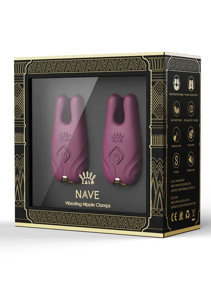 Nave Vibrating Nipple Clamps Purple by Zalo - Happytoys Sexshop: Toys for Feeling Happy & Easy 😊 - Discreet geleverd