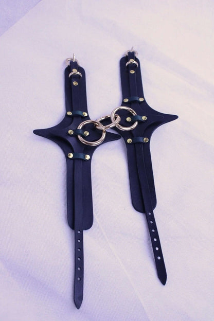 Leather Handcuffs for Play  Fantasy Wrist Cuffs for Submissive Bondage