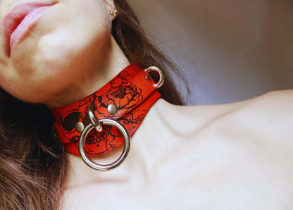 Bold Skull BDSM Collar Leather BDSM Collar for Submissive - Happytoys Sexshop: online sex shop for Feeling Happy & Easy 😊 - Discreet geleverd